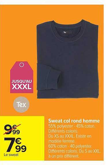 Tex Sweat col rond homme