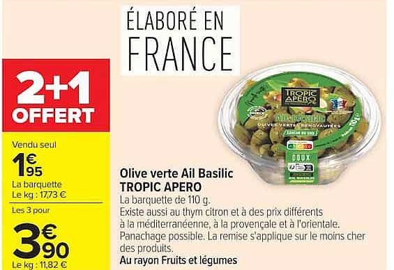 TROPIC APERO Olive verte Ail Basilic