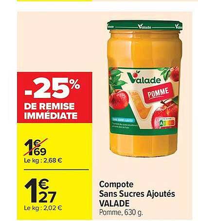 Valade Compote Sans Sucres Ajoutés