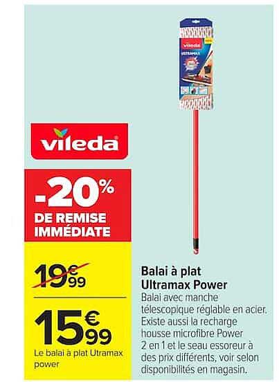 Vileda Balai à plat Ultramax Power