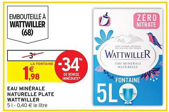 WATTWILLER EAU MINÉRALE NATURELLE PLATE