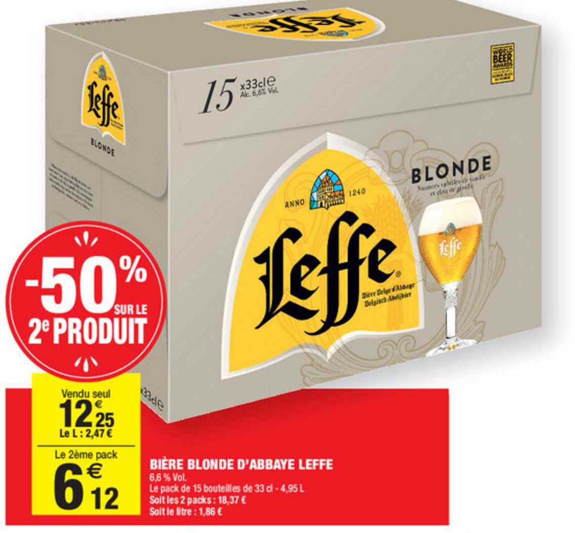 Bière Blonde D Abbaye Leffe  -50% Sur Le 2e