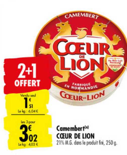 camember cœur de lion 2+1 offert