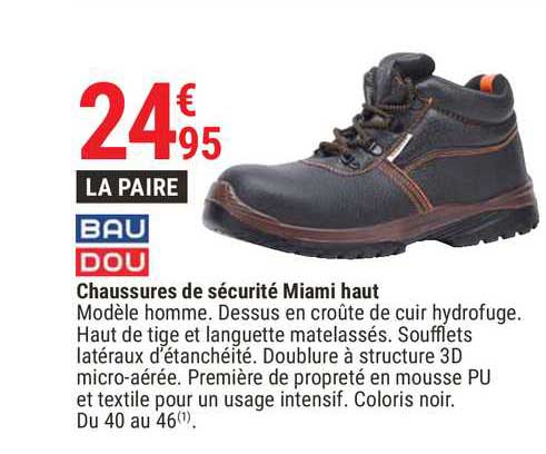 chaussures de sécurité miami haut bau dou
