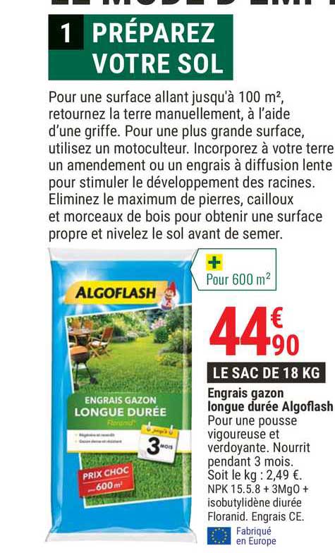 engrais gazon longue durée algoflash