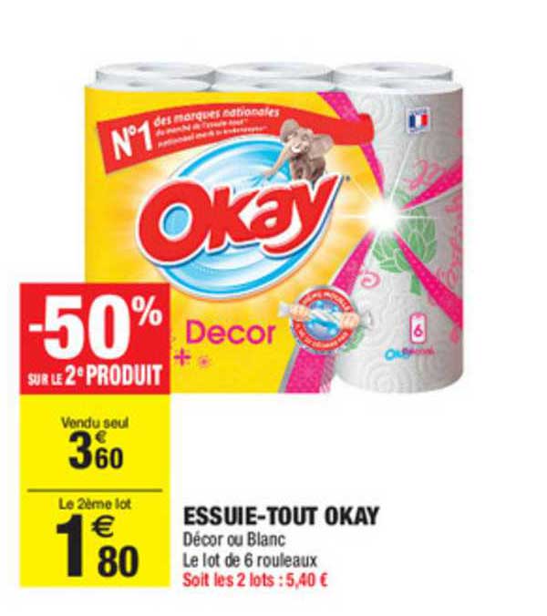 essuie tout okay -50% sur le 2e