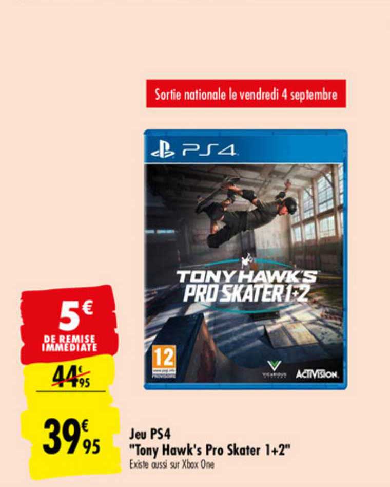 jeu ps4 tony hawk's pro skater 1+2