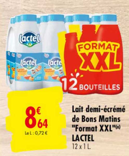 lait demi-  écrémé de bons matins format xxl lactel