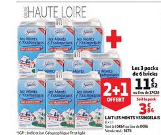 Lait Les Monts Yssingelais 2+1 Offert
