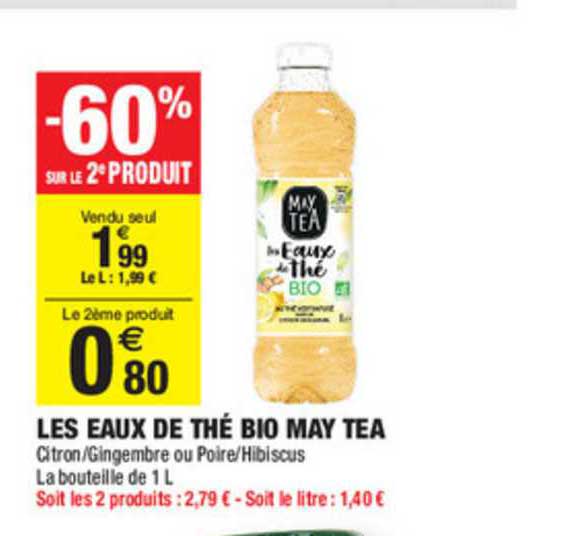 les eaux de thé bio may tea -60% sur le 2e
