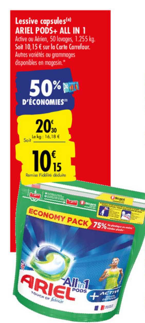 lessive capsules ariel pods+ all in 1 50% d'économies