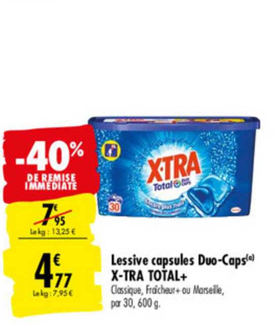 lessive capsules duo caps x tra total+ -40% de remise immédiate