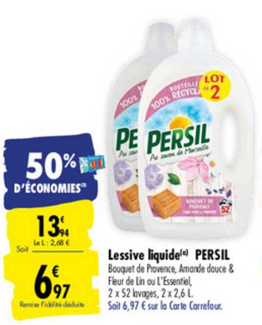lessive liquide persil 50% d'économies