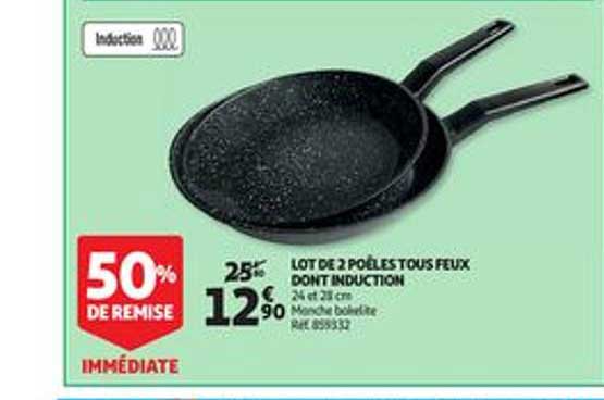 Lot De 2 Poêles Tous Feux Dont Induction 50% De Remise Immédiate