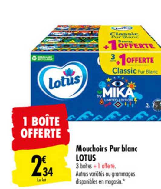 Mouchoir Pur Blanc Lotus 1 Boîte Offerte