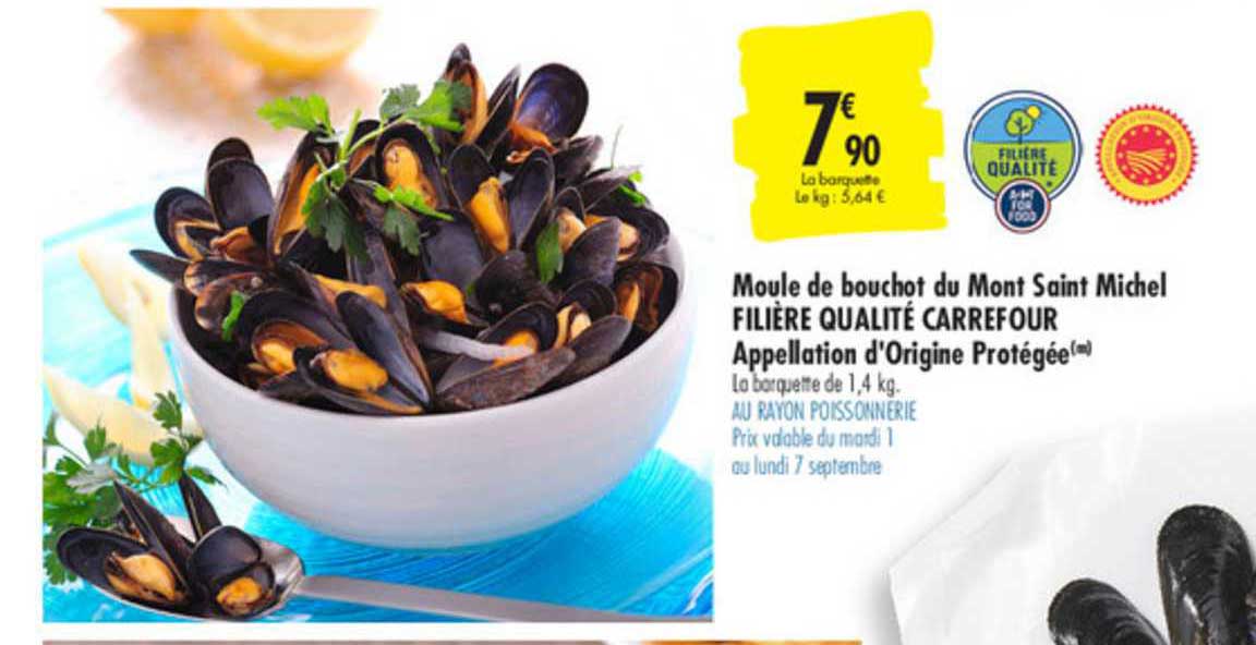 moule de bouchot  du mont saint michel filière qualité carrefour appellation d'origine protégée