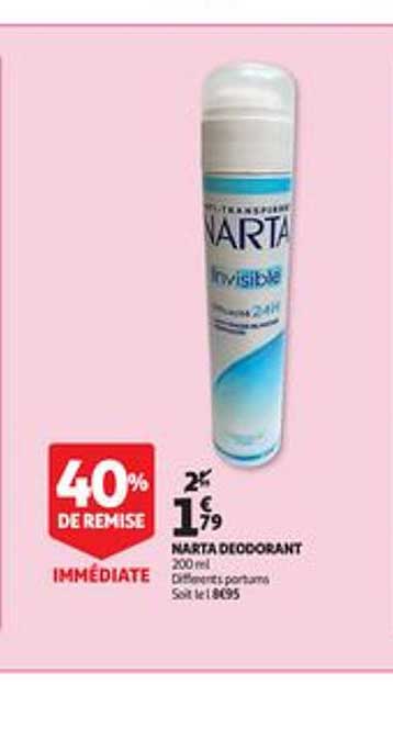 Narta Déodorant 40% De Remise Immédiate