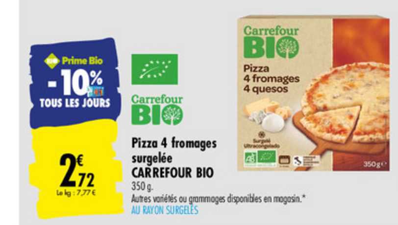 Pizza 4 Fromages Surgelé Carrefour Bio