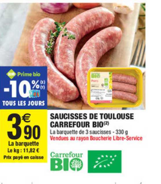 Saucisses De Toulouse Carrefour Bio