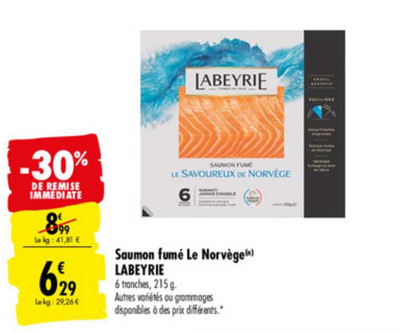 Saumon Fumé Le Savoureux De Norvège Labeyrie -30% De Remise Immédiate
