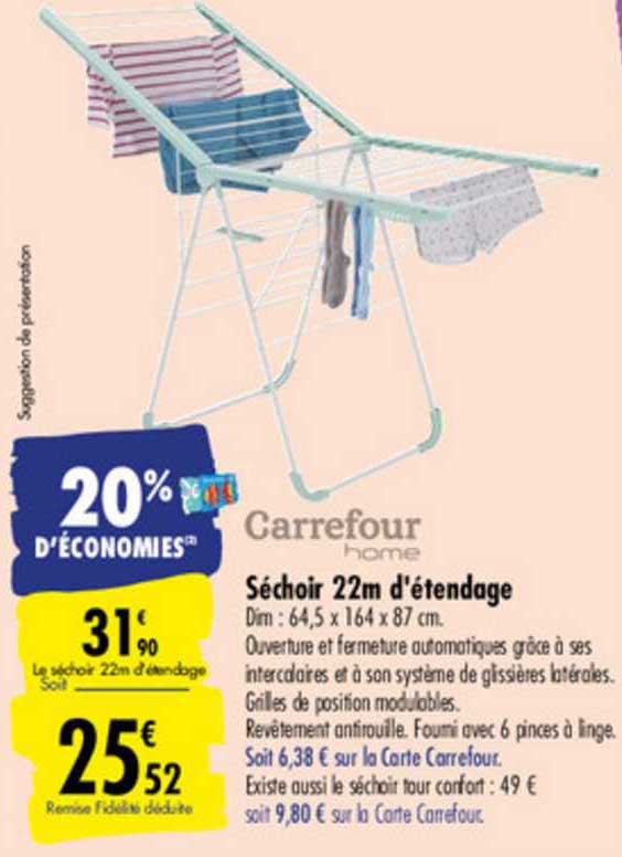 séchoir 22m d'étendage carrefour home
