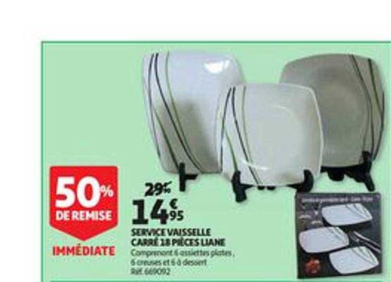 service vaisselle carré 18 pièces liane 50% de remise immédiate