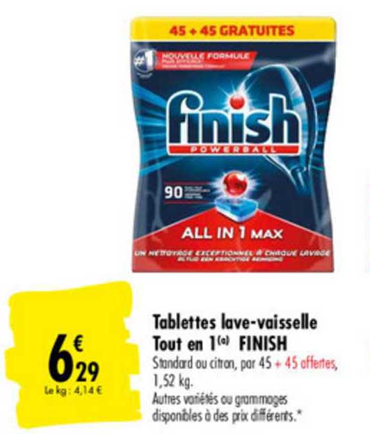 tablettes lave vaisselle tout en 1 finish
