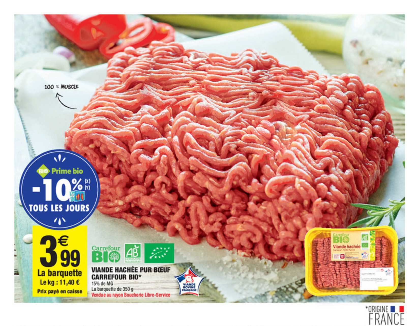 Viande Hachée Pur Boeuf Carrefour Bio