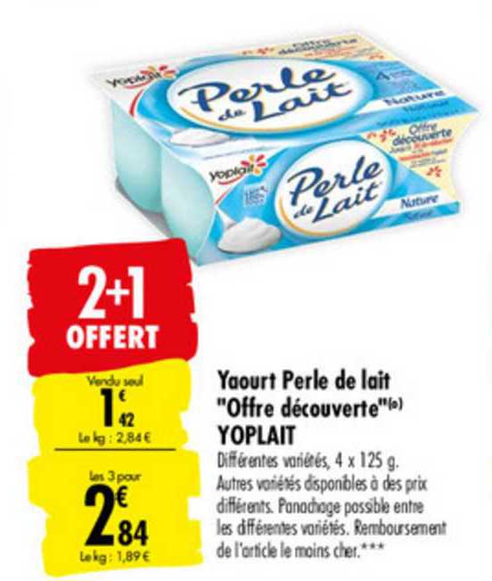 Yaourt Perle De Lait Offre Découverte Yoplait 2+1 Offert