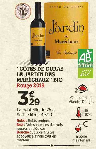 "côtes De Duras Le Jardin Des Maréchaux" Bio Rouge 2019