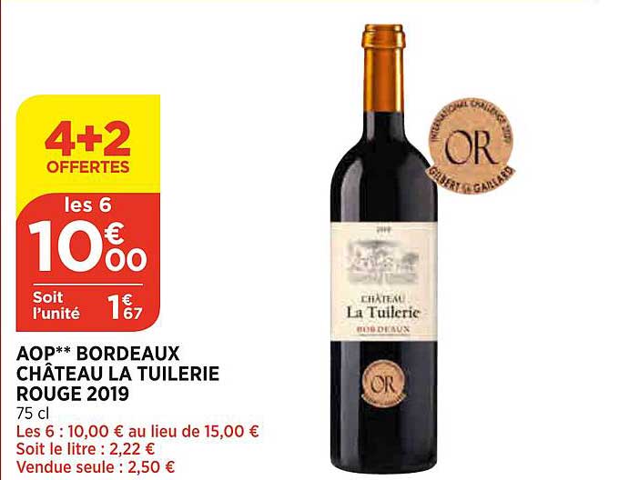 aop bordeaux château la tuilerie rouge 2019
