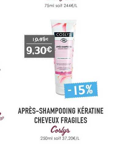 après-shampooing kératine cheveux fragiles coslys