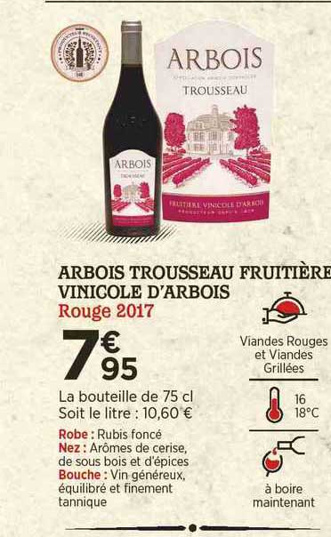 arbois trousseau fruitière vinicole d'arbois rouge 2017