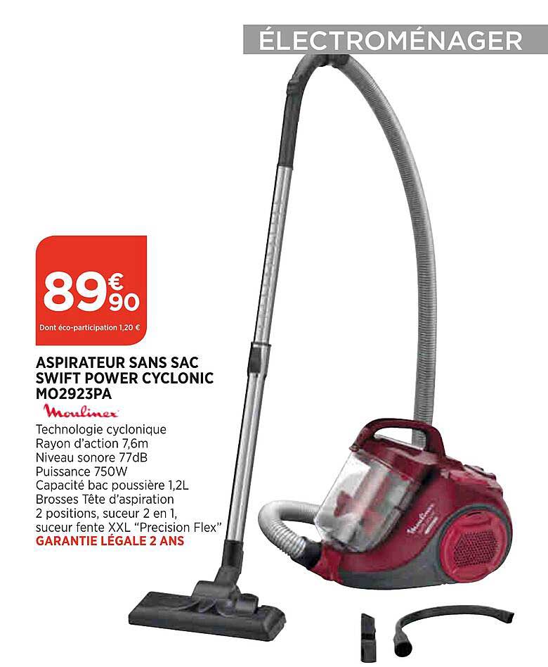 aspirateur sans sac swift power cyclonic mo2923pa