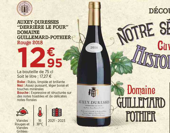 auxey-duresses "derrière le four" domaine guillemard-pothier rouge 2018