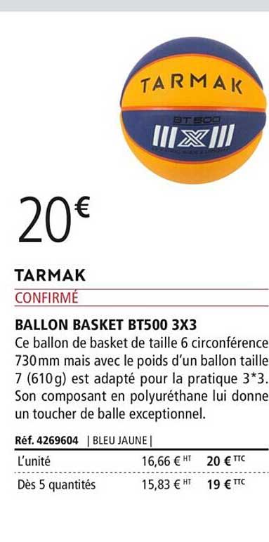 ballon basket bt500 3x3 tarmak