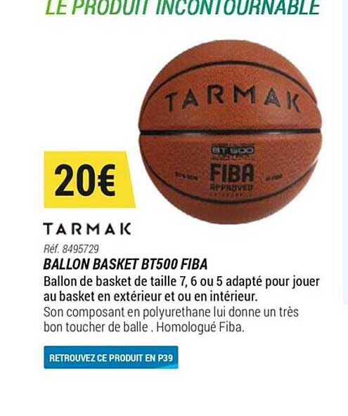 ballon basket bt500 fiba tarmak