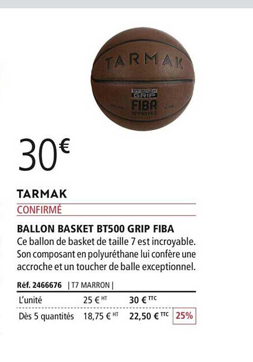 ballon basket bt500 grip fiba tarmak