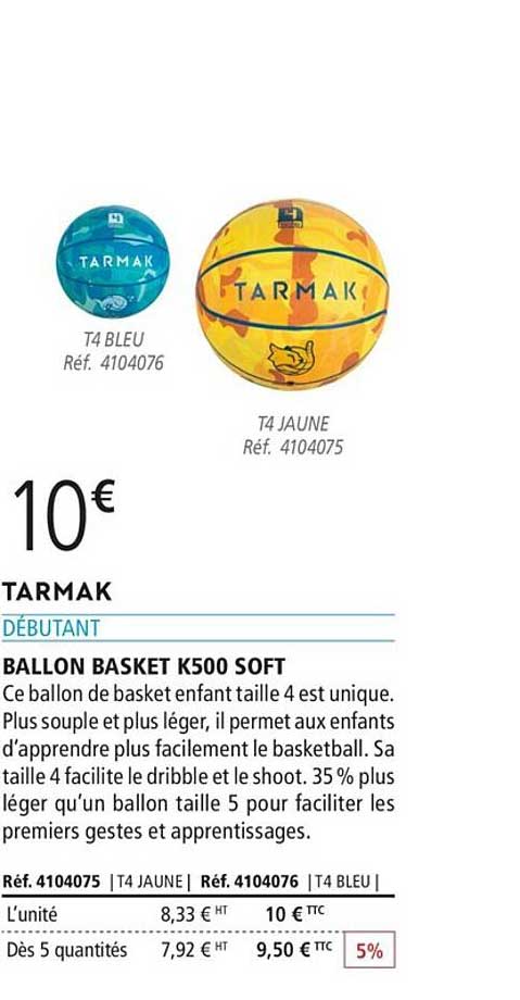 Ballon Basket K500 Soft Tarmak