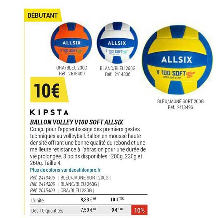 ballon volley v100 soft allsix kipsta