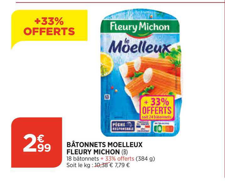 Bâtonnets Moelleux Fleury Michon