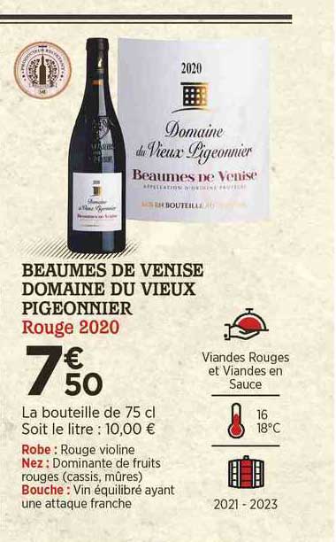 beaumes de venise domaine du vieux pigeonnier rouge 2020