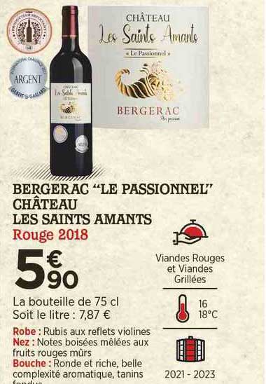 bergerac "le passionnel" château les saints amants rouge 2018