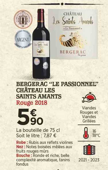 Bergerac "le Passionnel" Château Les Saints Amants Rouge 2018