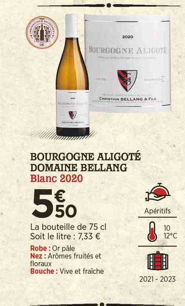 bourgogne aligoté domaine bellang blanc 2020