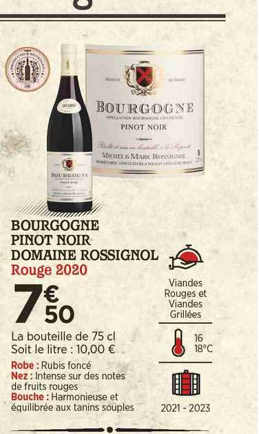 bourgogne pinot noir domaine rossignol rouge 2020