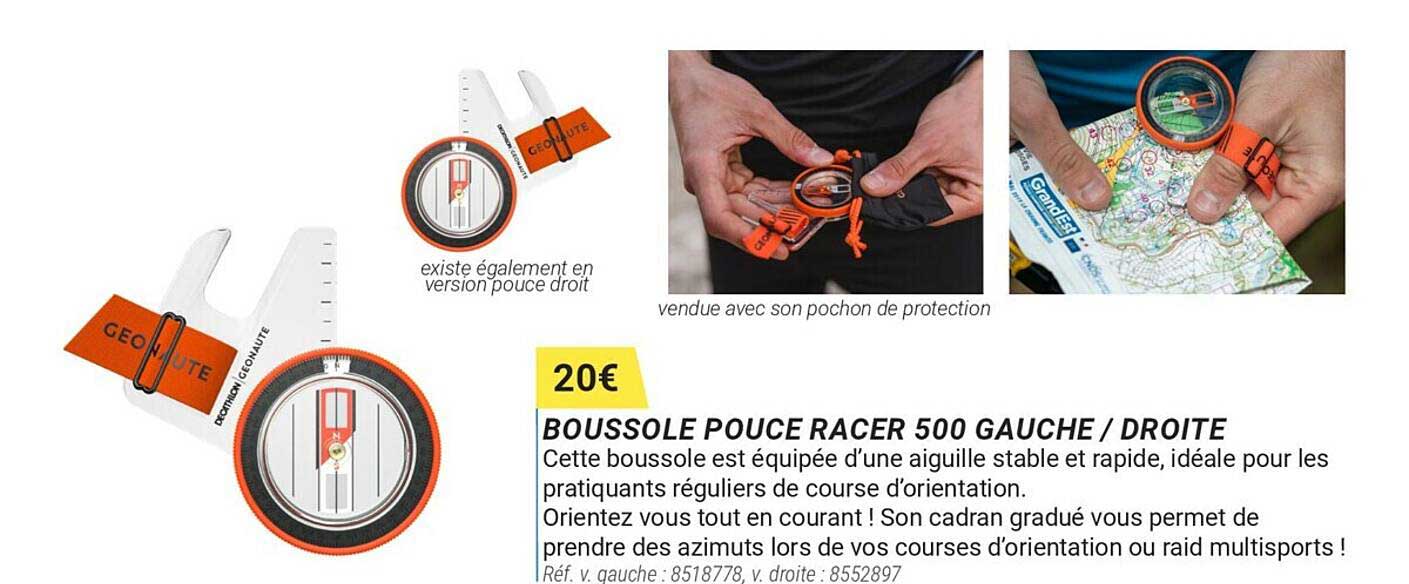 boussole pouce racer 500 gauche - droite