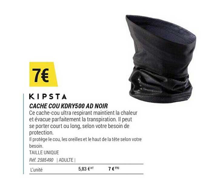 Cache Cou Kdry500 Ad Noir Kipsta