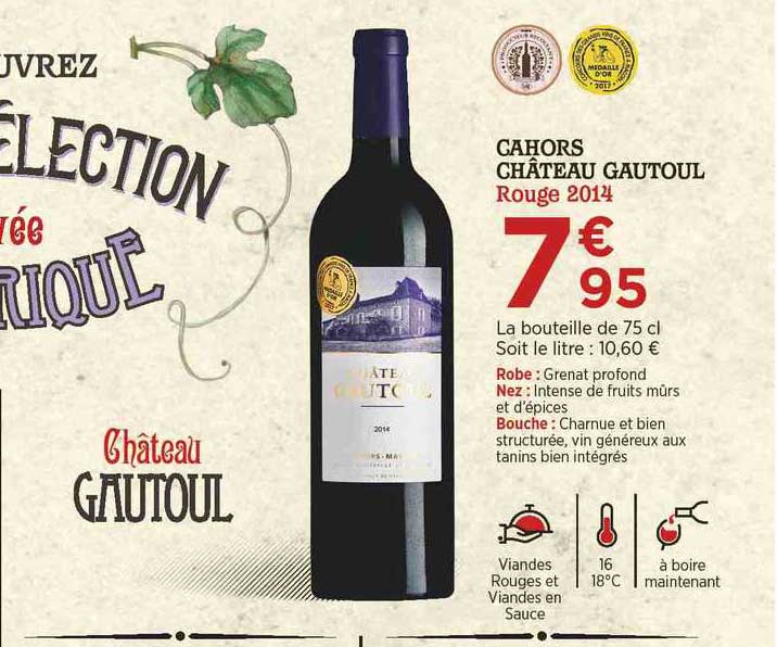 Cahors Château Gautoul Rouge 2014
