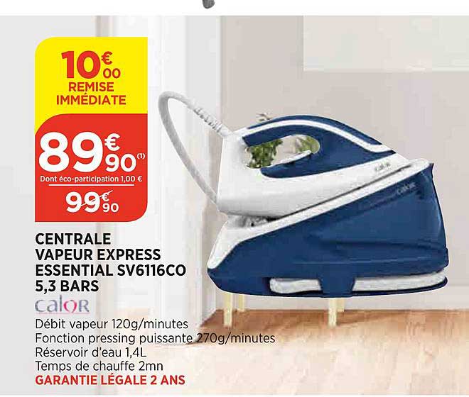 centrale vapeur express essential sv6116co 5,3 bars